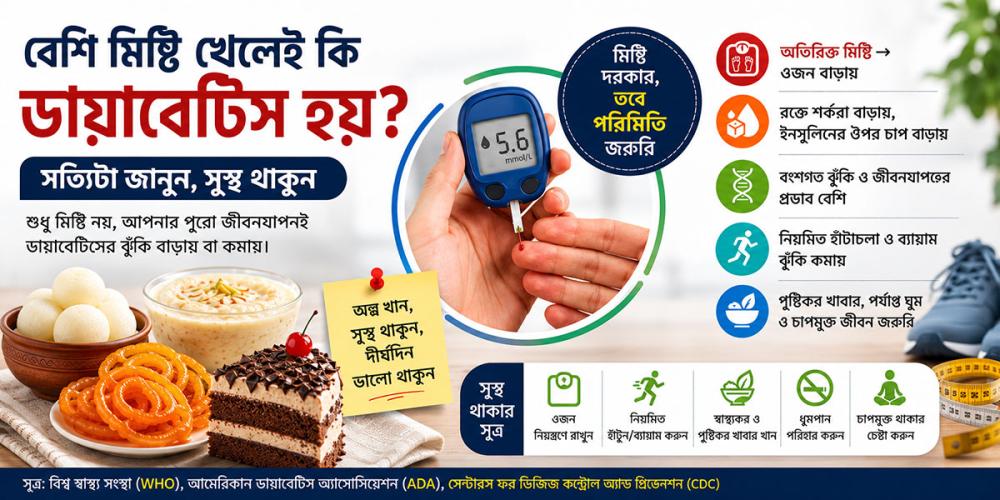 বেশি মিষ্টি খেলেই কি ডায়াবেটিস হয়?